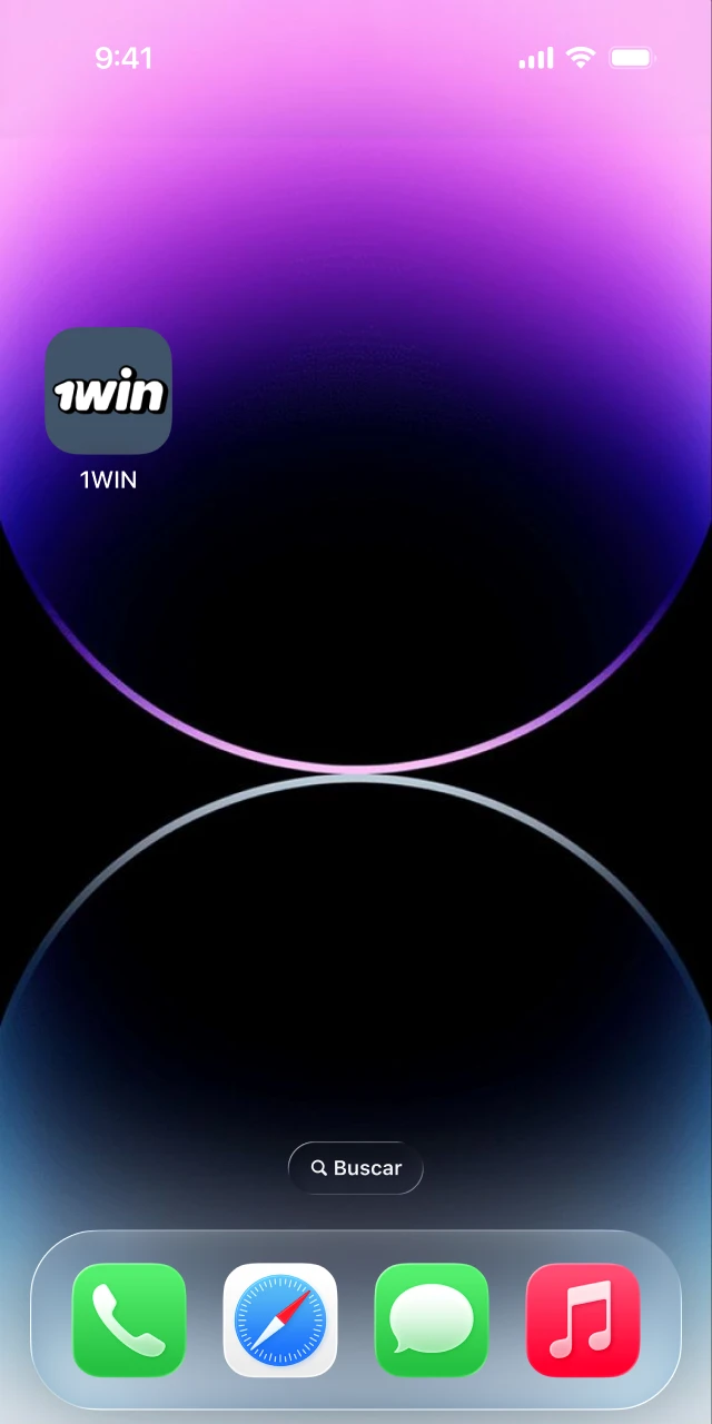 Espera a que aparezca el icono de 1win App en iPhone.