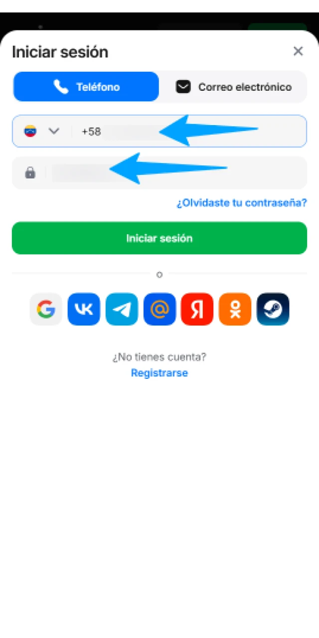 Escribe tus credenciales registradas en 1win para entrar a tu perfil y revisar tu saldo.