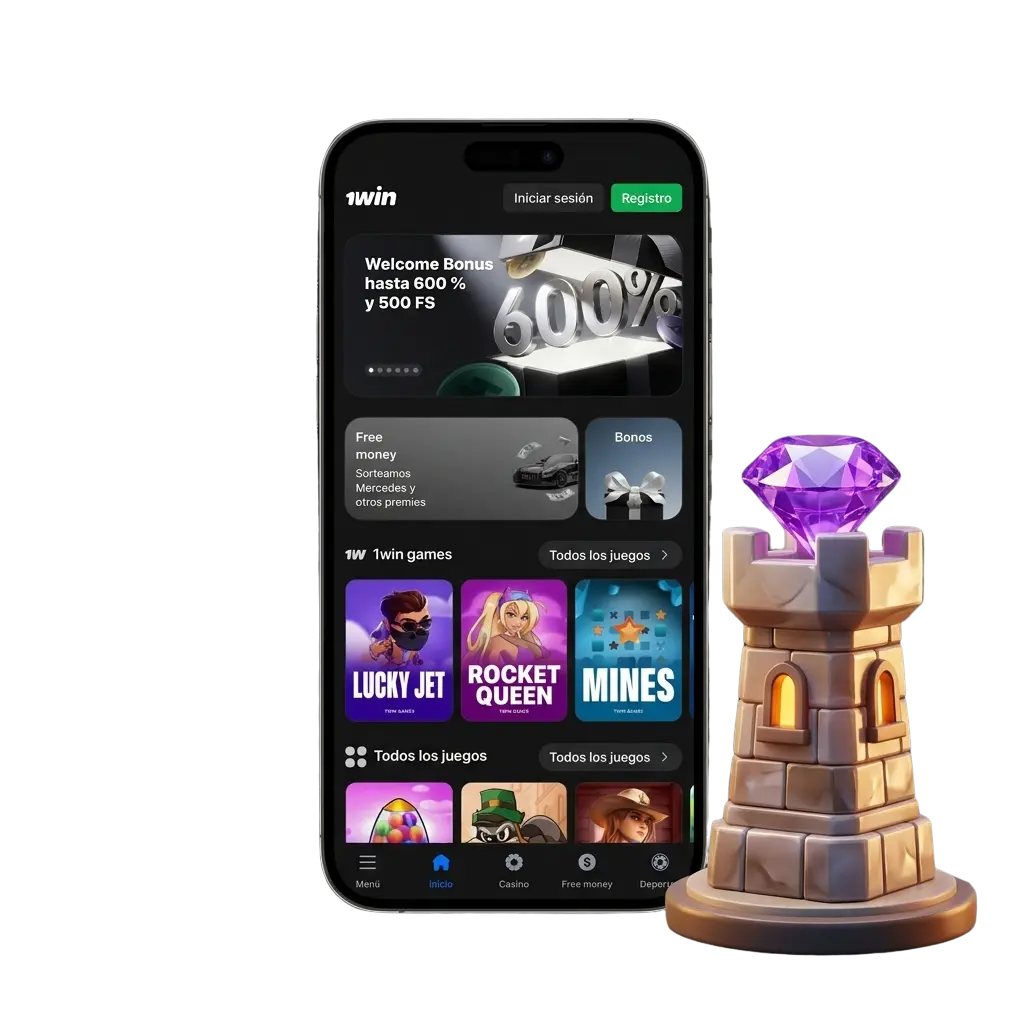 Jugador apilando bloques en Tower Rush 1win para construir la torre más alta en Venezuela