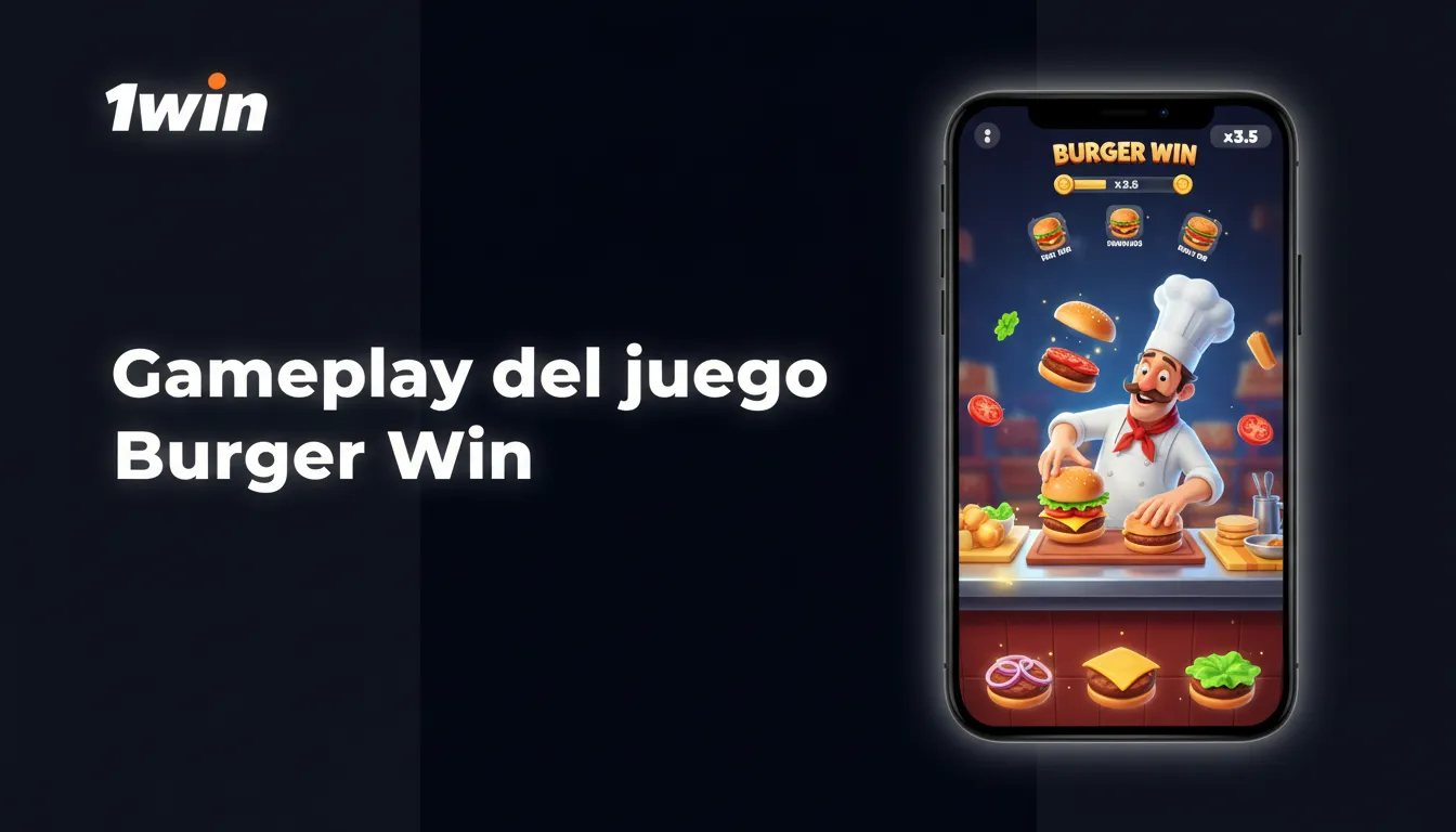Gameplay de 1win Hamburguesa: prepara hamburguesas y completa pedidos para ganar.