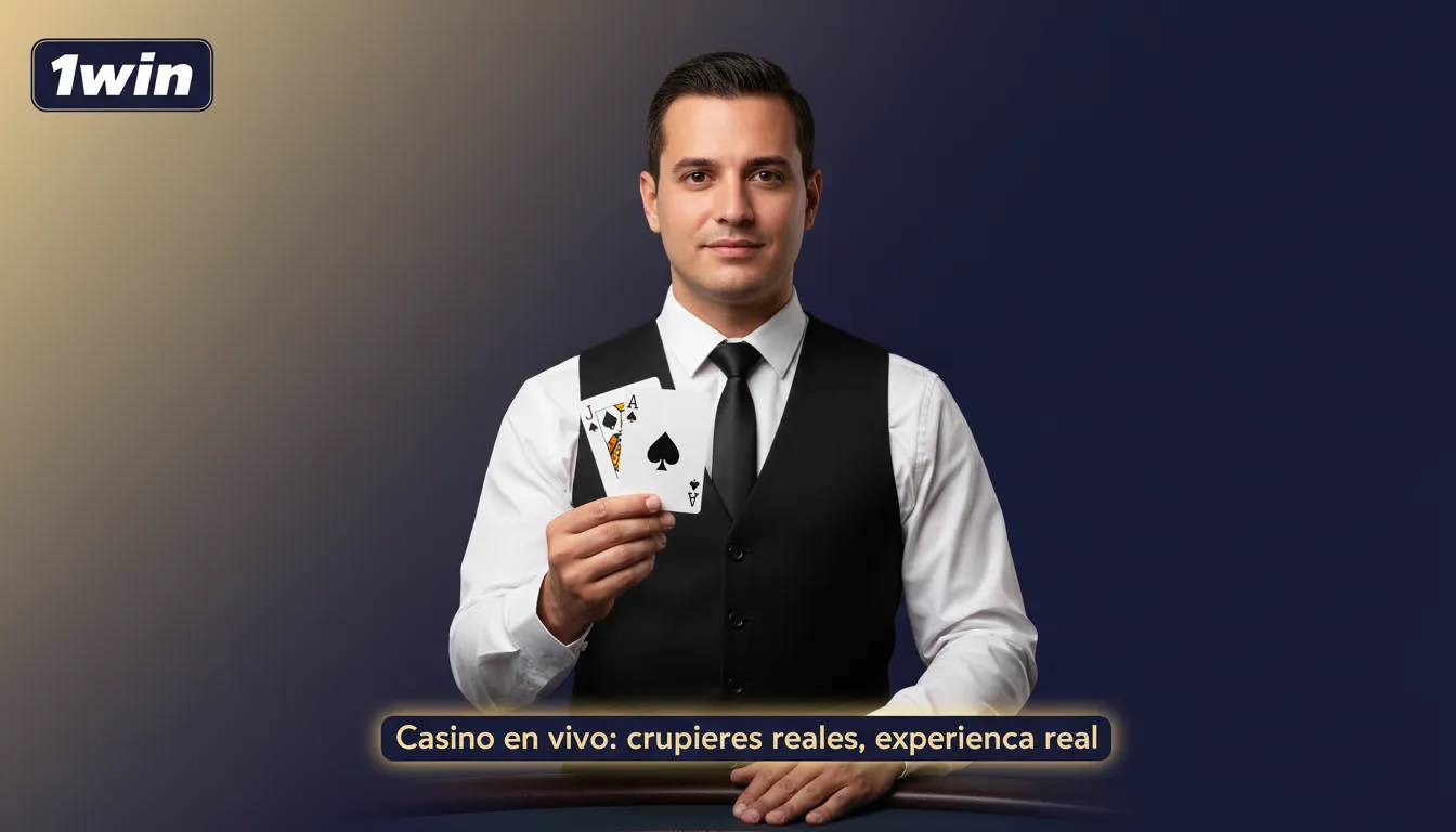 Casino en vivo 1win original con crupieres reales: ruleta, blackjack, baccarat, póker y Game Shows con chat interactivo.