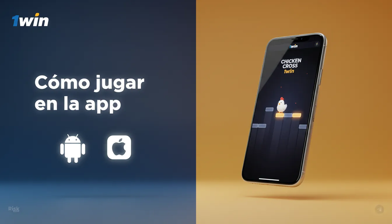 Juega Chicken Cross 1win en tu móvil con la app oficial de 1win: APK para Android o PWA para iOS.