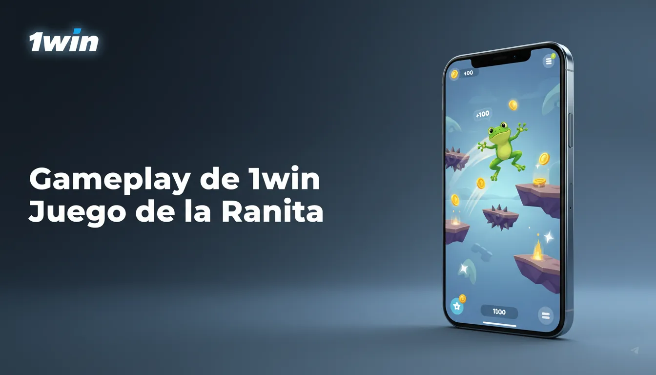 Gameplay de Juego de la Ranita 1win: controla los saltos, evita obstáculos y acumula puntos.