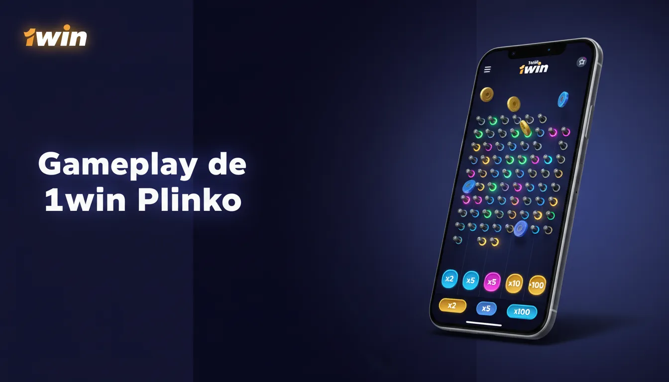 Gameplay de 1win Plinko: deja caer fichas, esquiva obstáculos y gana premios según la posición final.