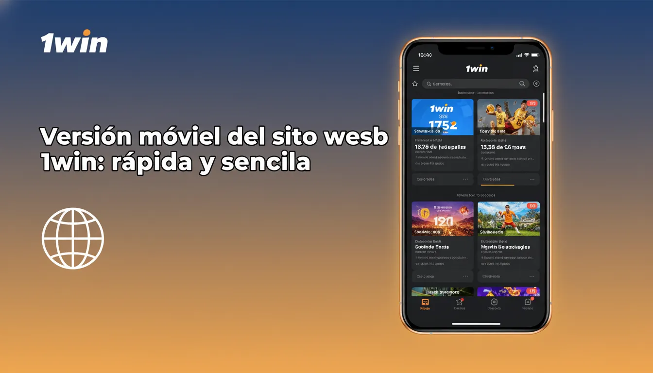 Interfaz móvil de 1win bet en smartphone: navegación rápida, cuotas y cupón visibles, apuestas en vivo y chat 24/7.