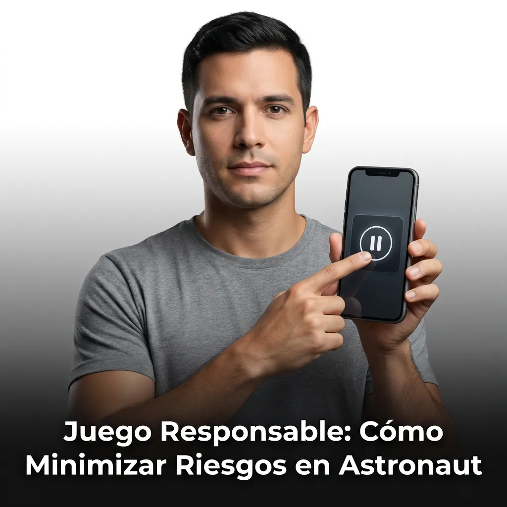 Persona estableciendo límites de juego responsable en dispositivo móvil con gráficos del juego Astronaut