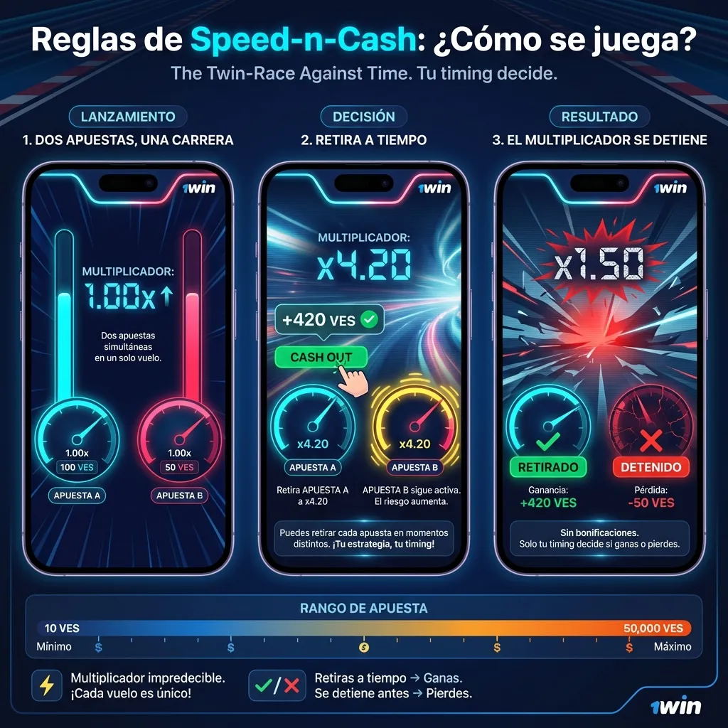 Reglas de Speed-n-Cash en 1win - cómo se juega desde Venezuela