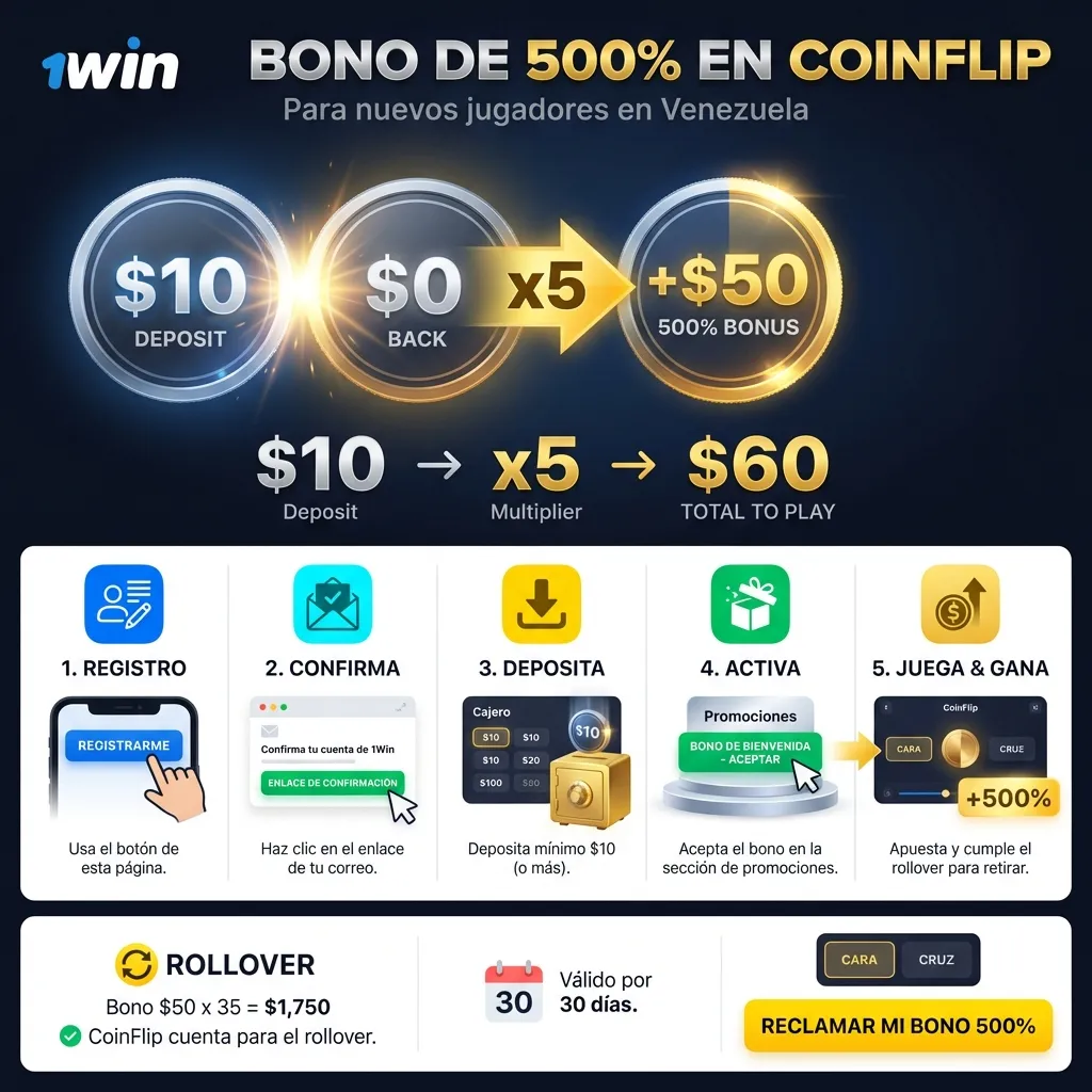 Bono de Bienvenida de 500% para CoinFlip en Venezuela