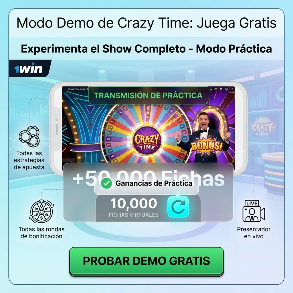 Modo Demo de Crazy Time en 1win - juega gratis desde Venezuela