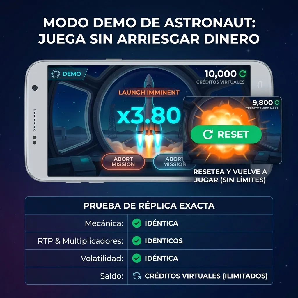 Practica con créditos virtuales en el modo demo de Astronaut