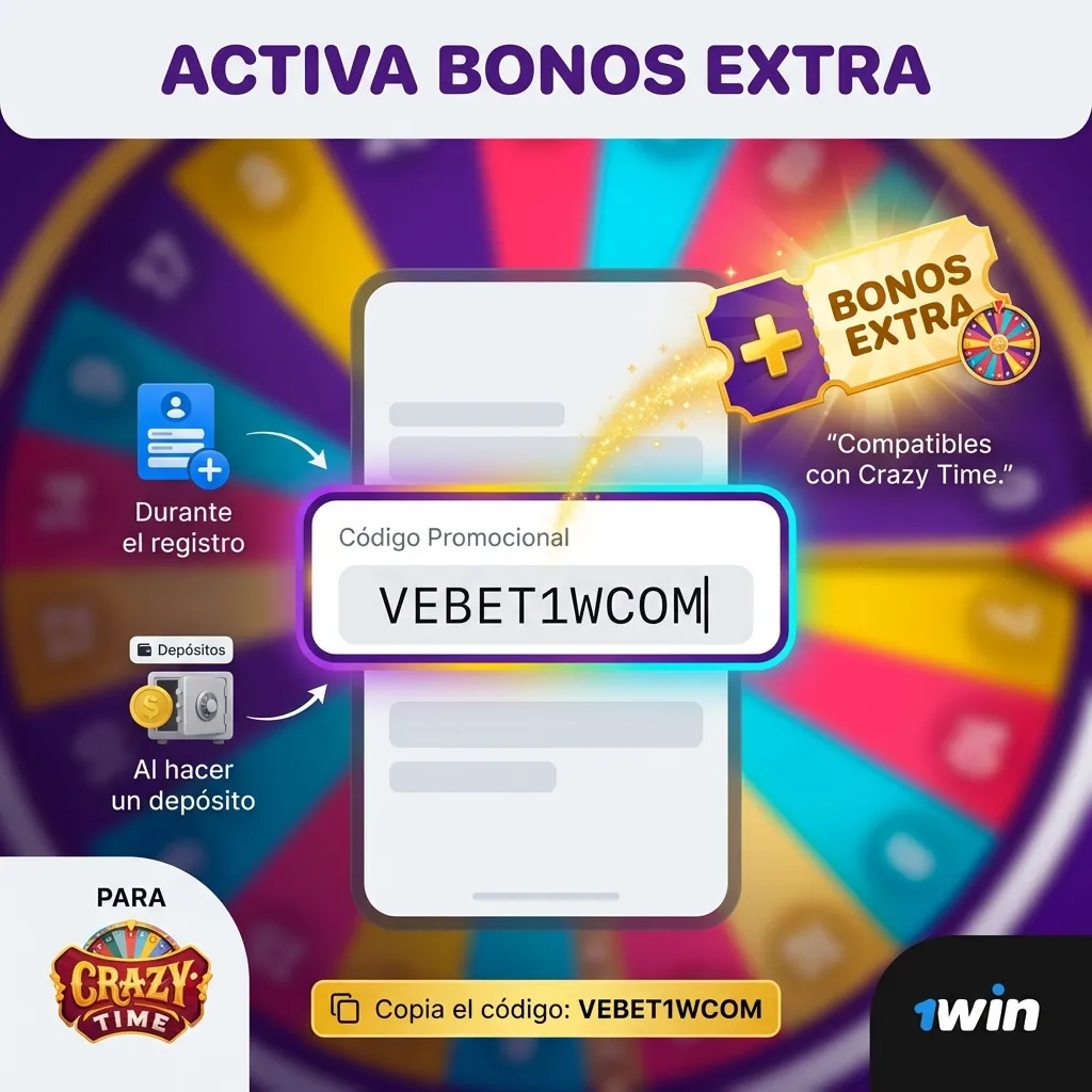 Usa el código promocional VEBET1WCOM para Crazy Time en 1win Venezuela