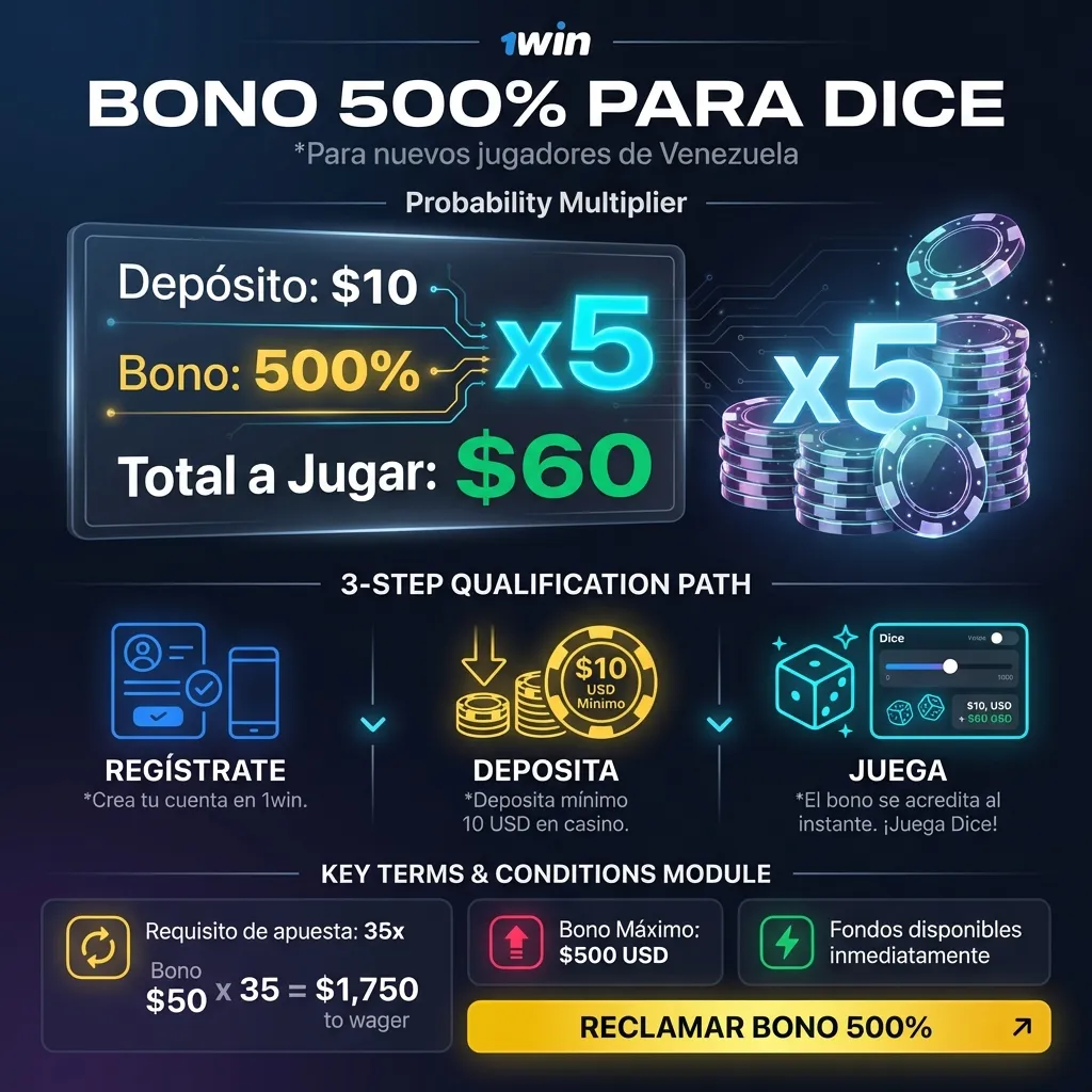 Bono de registro de 1win para Dice - requisitos y rollover