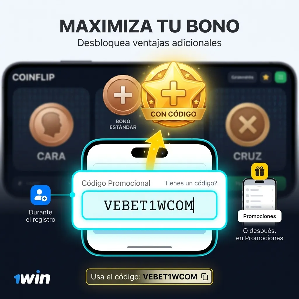 Usa el código promocional VEBET1WCOM para CoinFlip en 1win Venezuela