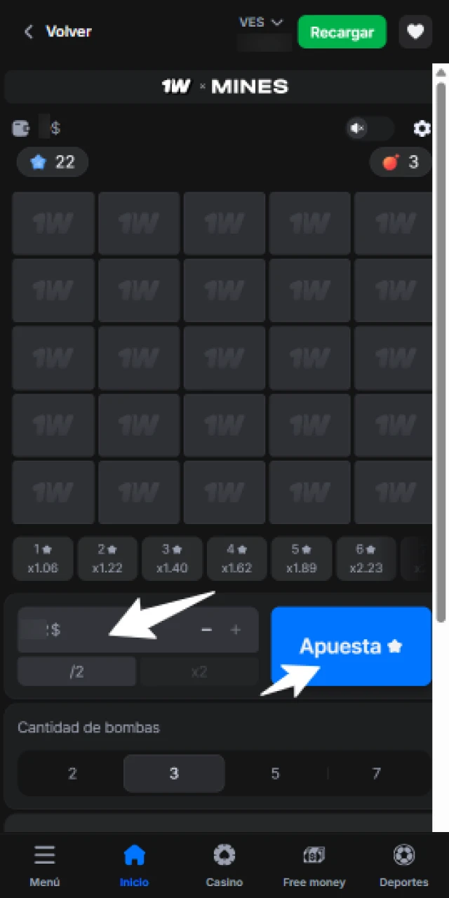 Utiliza el panel de apuestas de Mines en 1win hoy mismo.
