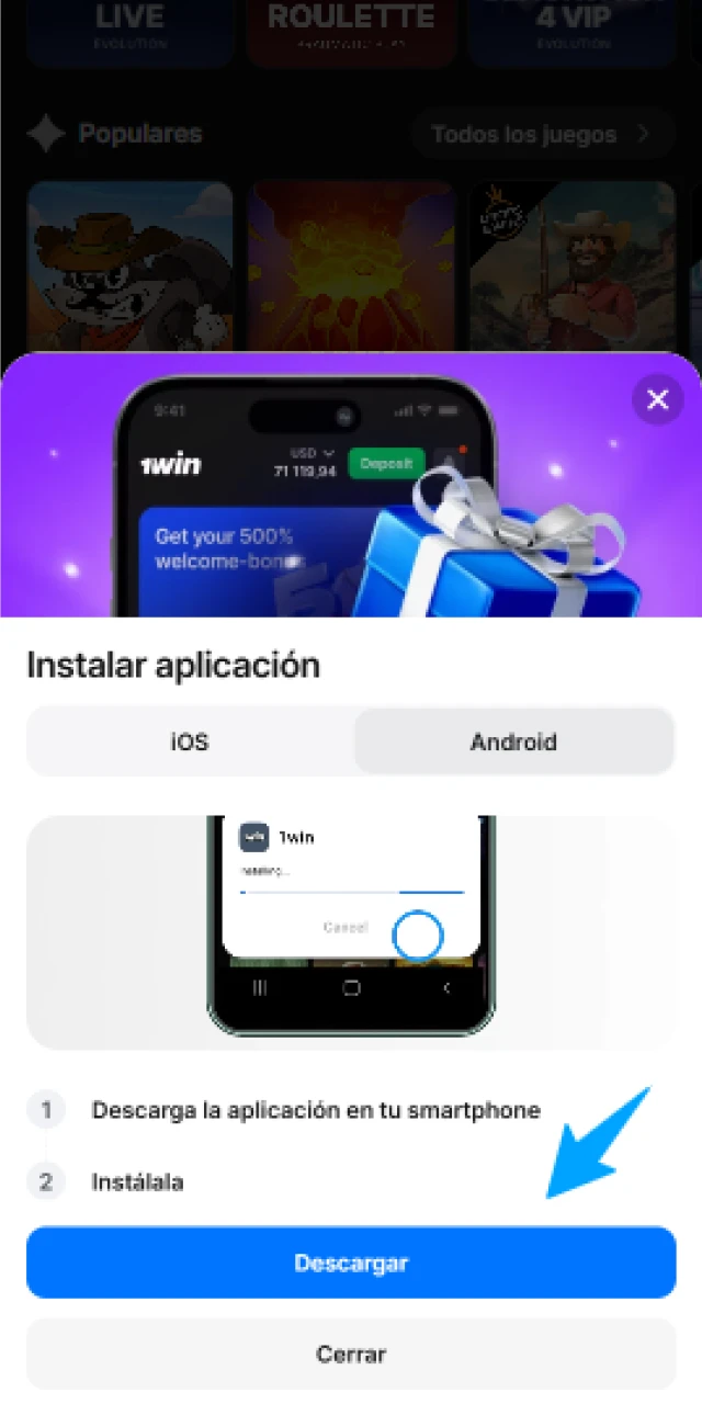 Descarga la app de 1win para registrarte de forma rápida y segura desde cualquier lugar.