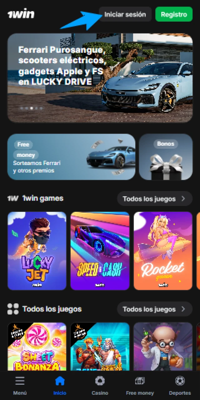 Presiona el botón de inicio de sesión en 1win para abrir tu panel de usuario ahora mismo.